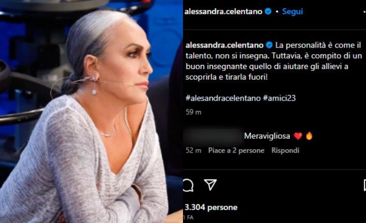 Messaggio Instagram Alessandra Celentano
